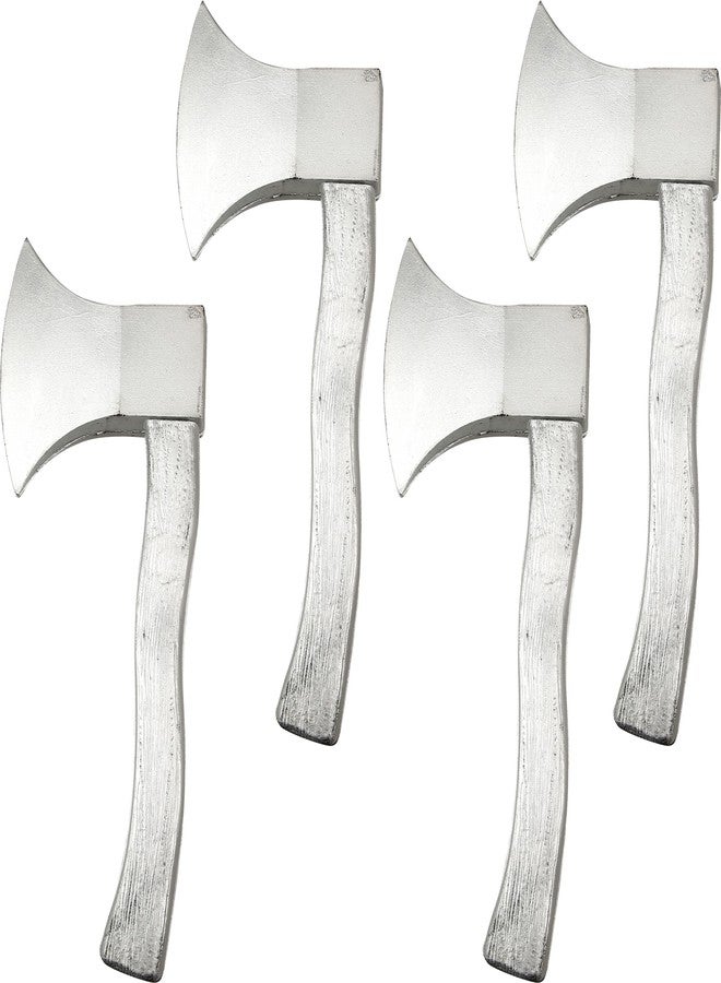 Cotiny 4 Pack Halloween Foam Axe Toy Fake Hatchet Realistic Axe Prop for Halloween Costume Cosplay Party Favor, Silver - Image 1